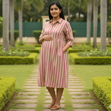 Rosewood Stripe Cotton Customised Maternity Wear