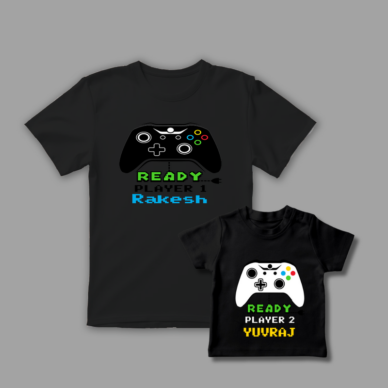 Celebrate the Fathers' day with "Ready Player-1 & Ready Player-2" Black Colored Combo T-shirt