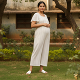Ivory Mist Pinstripe Cotton Customised Maternity Wear.