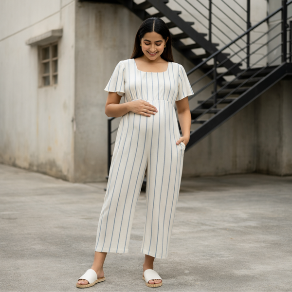 Coastal Stripe Cotton Customised Maternity Wear.