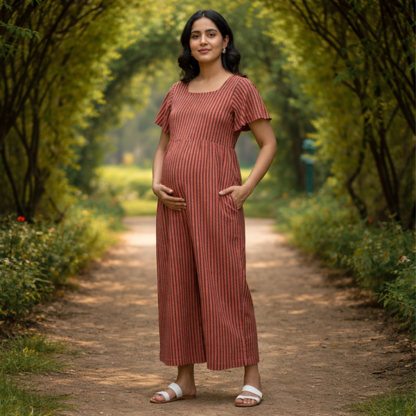 Terracotta Stripe Cotton Customised Maternity Wear Collection