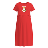 Cute Avocado Character Printed Maternity Maxi Dress