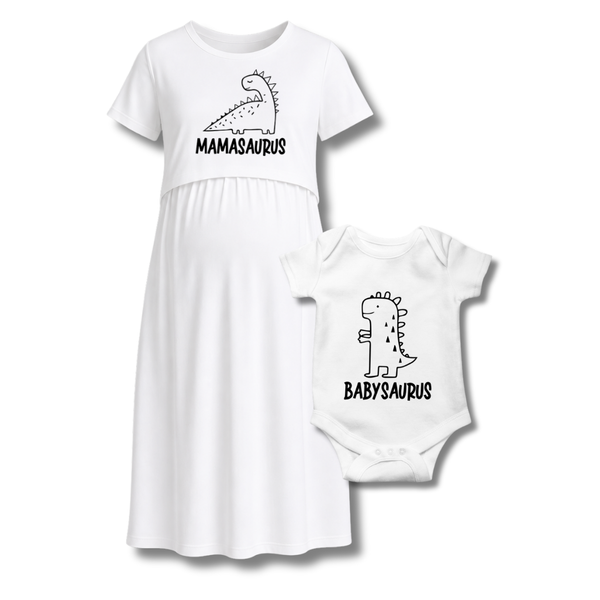 "Mamasaurus & Babysaurus Matching Maternity & Baby Outfit Set