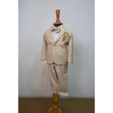 Timeless Beige & Brown Partywear Family Set-Dad, Mom and Son.