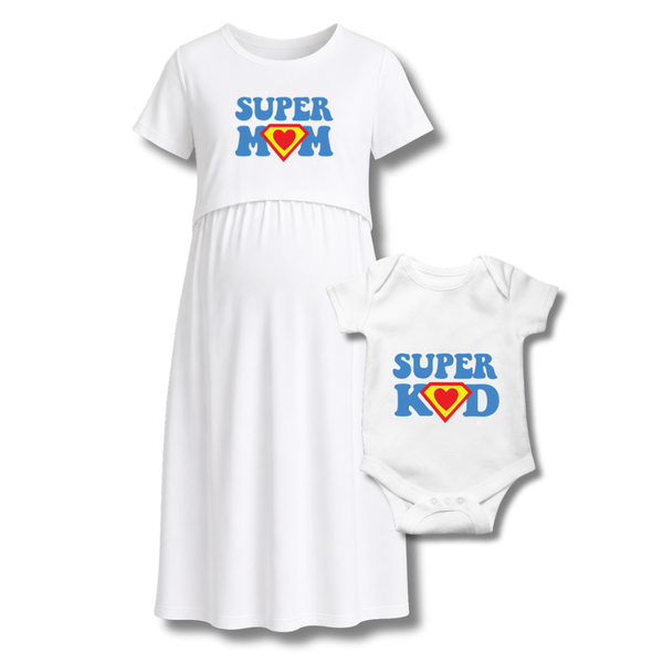 "Super Mom & Baby Matching Outfit Set