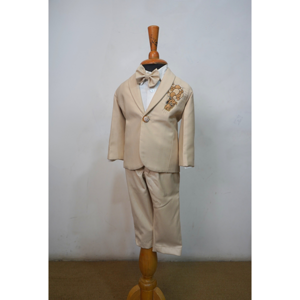 Timeless Beige & Brown Partywear Family Set-Dad, Mom and Son.
