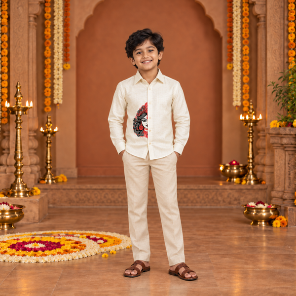 Durga Devi Darshan Family Combo - Boy Kid Shirt
