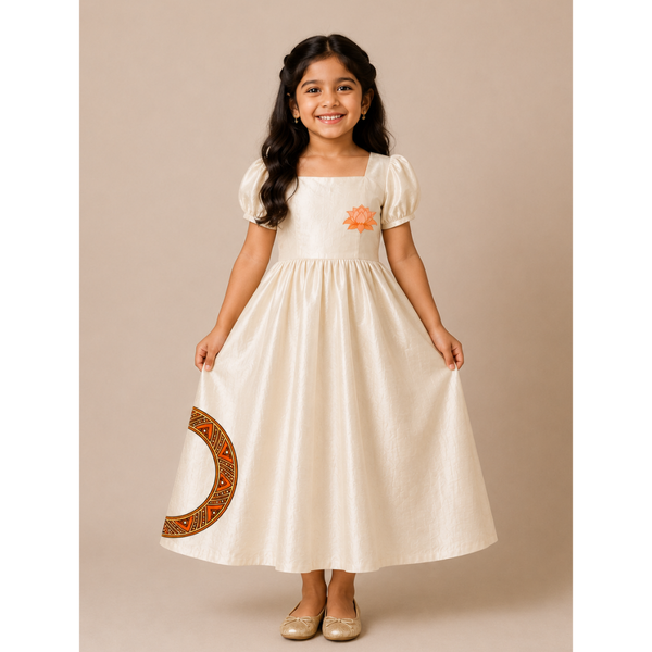 Lotus Motif - Girl Kid Dress