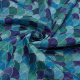 Teal Blue Scallop Print & Cream Gold Baby Frock