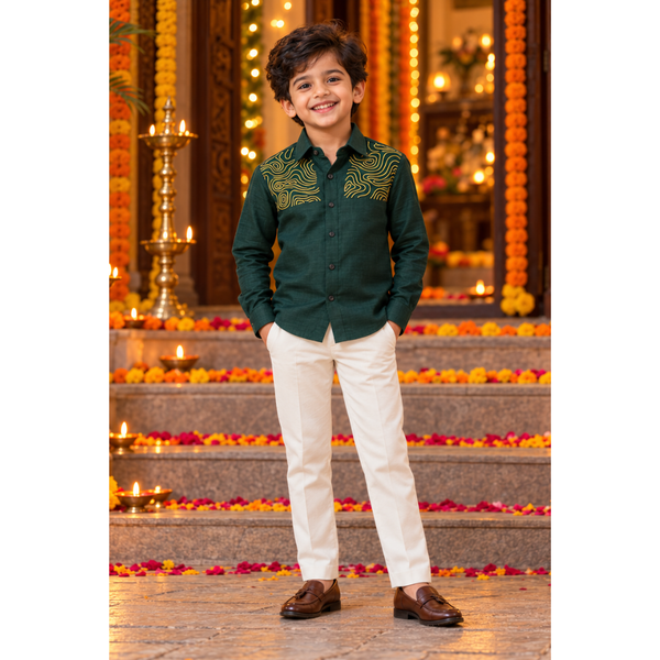 Regal Waves Festive Family Combo -Boy Kid Shirt