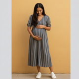 Muted Blue-Grey Stripes Customised Maternity Collection