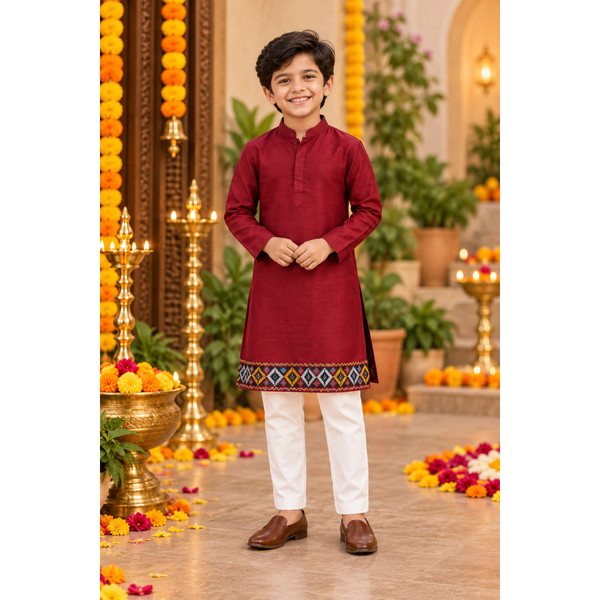 Navaratri Rangoli Radiance Raw Silk - Boy Kid Kurta