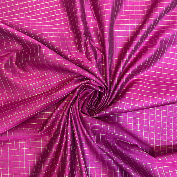 Royal Magenta Pink Checks Baby Ethnic Romper with Kasavu Dhoti