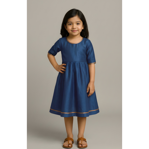 CLASSIC RAW SILK_BLUE_GIRL KID SET