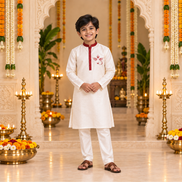 Durga Shakti Raw Silk Family Combo - Boy Kid Kurta