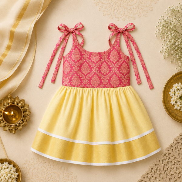 Blush Blossom Tie-Shoulder Baby Frock