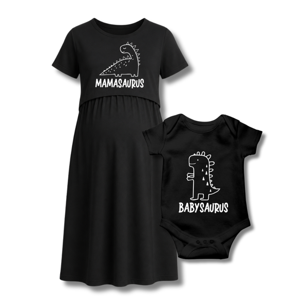 "Mamasaurus & Babysaurus Matching Maternity & Baby Outfit Set
