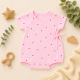 Sweetheart Print Wrap-Style Baby Romper