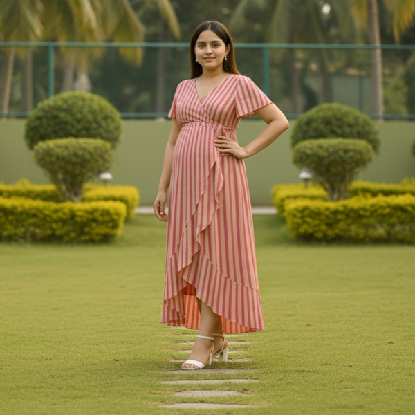 Rosewood Stripe Cotton Customised Maternity Wear