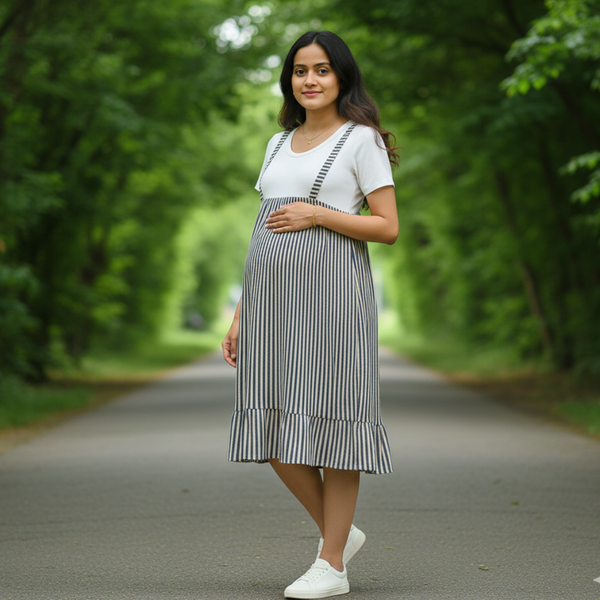 Blue Striped  Cotton Customised Maternity wear Collection