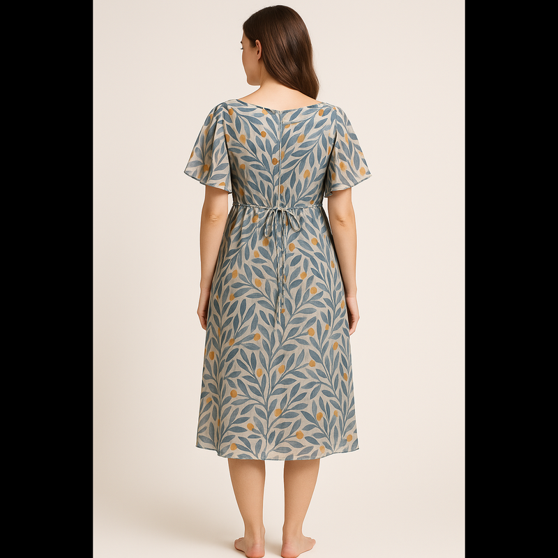 Earthy Leaf Print Dress
