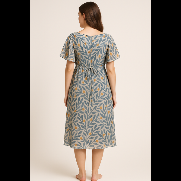 Earthy Leaf Print Dress