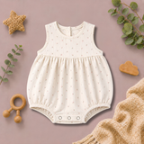 Tiny Floral Print Sleeveless Gathered Baby Romper