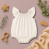 Tiny Floral Print Flutter-Sleeve Baby Romper