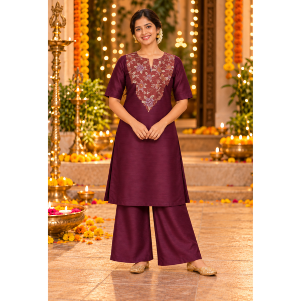 Royal Vines Festive Family Combo - Mom Kurti Set