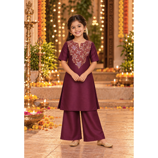 Royal Vines Festive Family Combo -Girl Kid Kurti Set