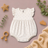 Tiny Floral Print Ruffle-Sleeve Baby Romper Frock
