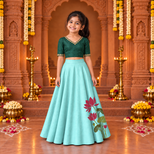 Durga Lotus Harmony Family Combo - Girl Kid Dress
