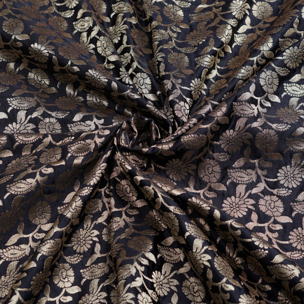 Black & Gold Floral Print Cream Gold Baby Frock