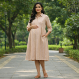 Peach Meadow Stripes Cotton Customised Maternity Wear.