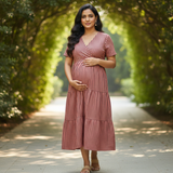 Terracotta Stripe Cotton Customised Maternity Wear Collection