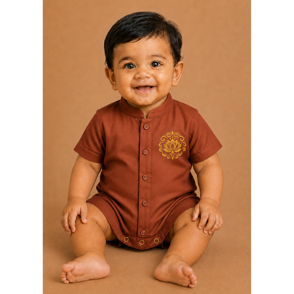Vinayagar Chaturthi Burnt Orange Colour- Baby Romper