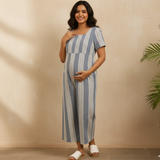 Mist blue Cotton Stripe Customised Maternity Wear.