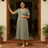 Sage Leaf Cotton Customised Maternity Wear.