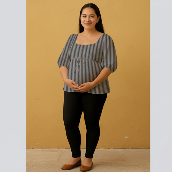 Muted Blue-Grey Stripes Customised Maternity Collection
