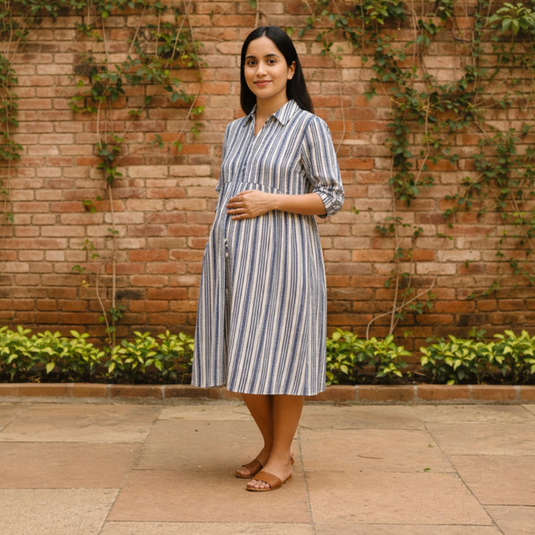 Indigo Breeze Stripe Cotton Customised  Maternity Wear Collection