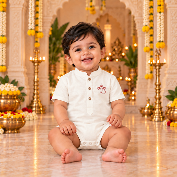 Durga Shakti Raw Silk Family Combo - Baby Romper