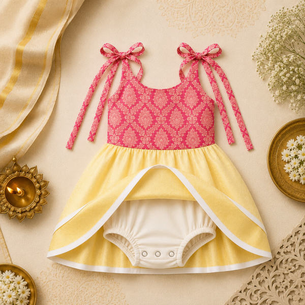 Blush Blossom Tie-Shoulder Baby Frock