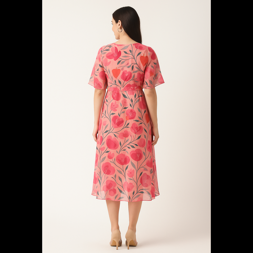 Blossom Pink Floral Midi Dress