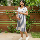Black Vertical Stripe Cotton  Customised Maternity Wear.
