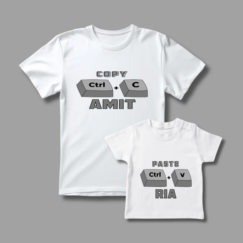Celebrate the Fathers' day with "Copy & Paste" White Colored Combo T-shirt