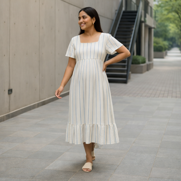 Coastal Stripe Cotton Customised Maternity Wear.