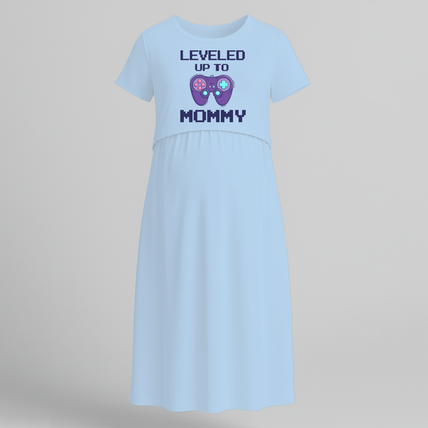 "Leveled Up To Mommy "- Comfort Fit Maternity Maxi Dress With Prints