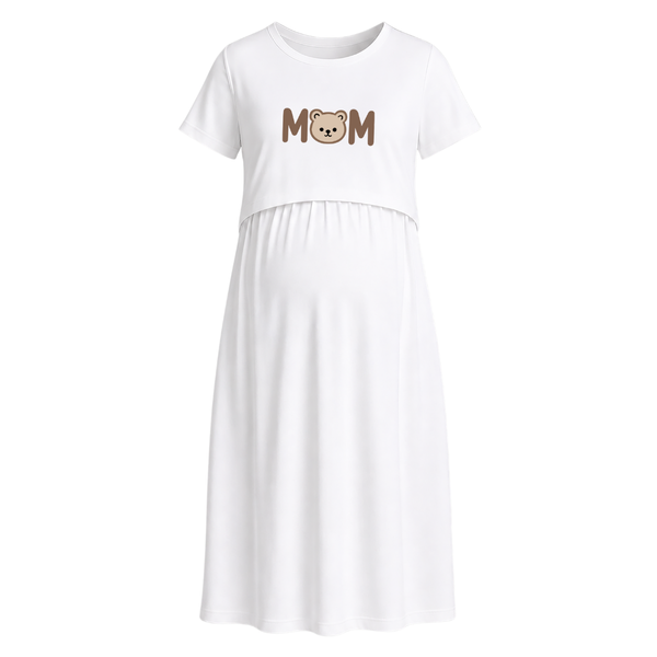 Bear Hug Mom Graphic Maternity Maxi Dress