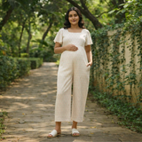 Cream Ikat Soft Cotton Customised Maternity Wear.