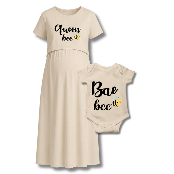 “Queen Bee & Bae Bee Matching Maternity & Baby Set"